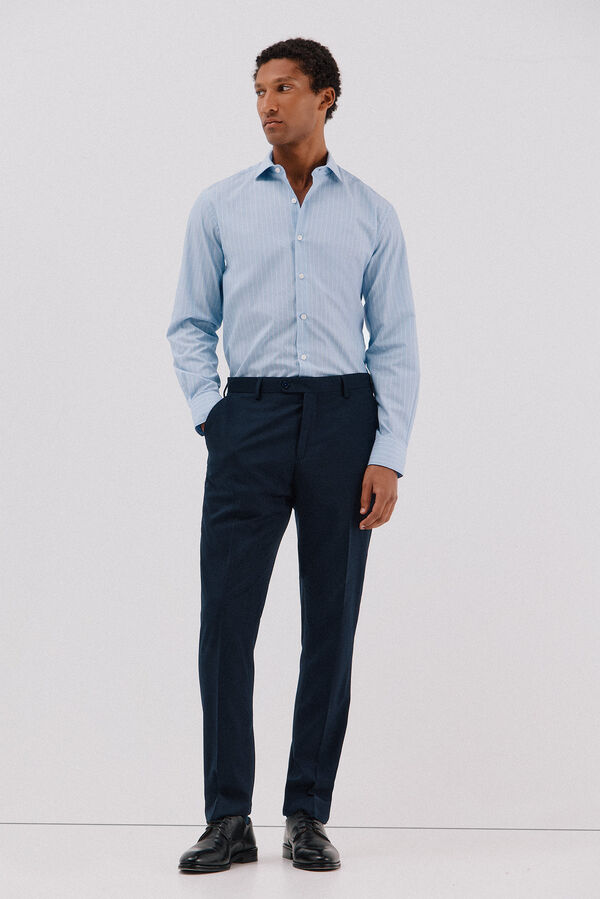 Cortefiel Camisa de vestir de rayas f&aacute;cil plancha Azul