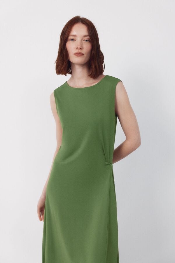 Cortefiel Vestido con nudo lateral Verde