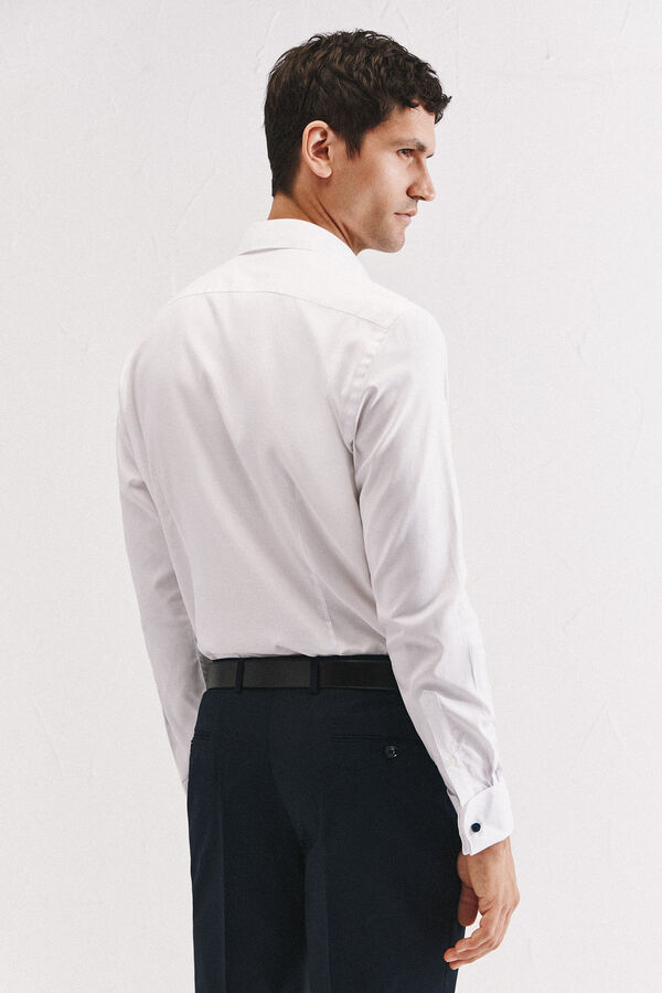 Cortefiel Camisa slim fit f&aacute;cil plancha para mancuernillas Blanco