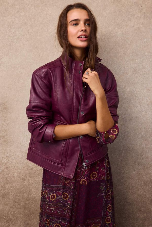 Slowlove Cazadora biker pespuntes Lila