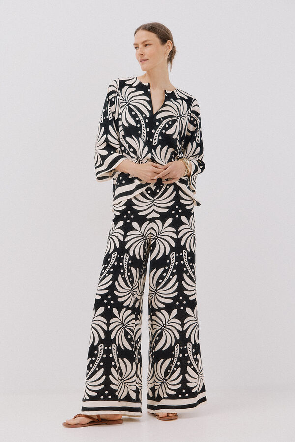 Cortefiel Pantal&oacute;n holgado estampado Estampado blanco