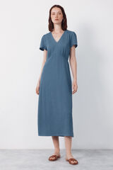 Cortefiel Vestido de estructura estampado Azul marino