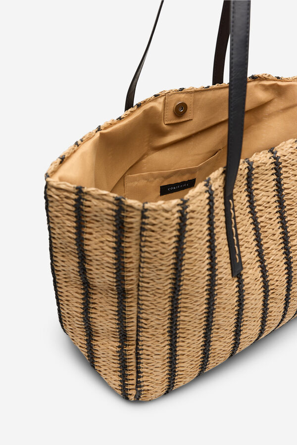 Cortefiel Bolsa shopper estampado de rayas Estampado marr&oacute;n