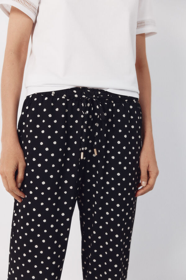 Cortefiel Pantal&oacute;n fluido con textura Estampado blanco