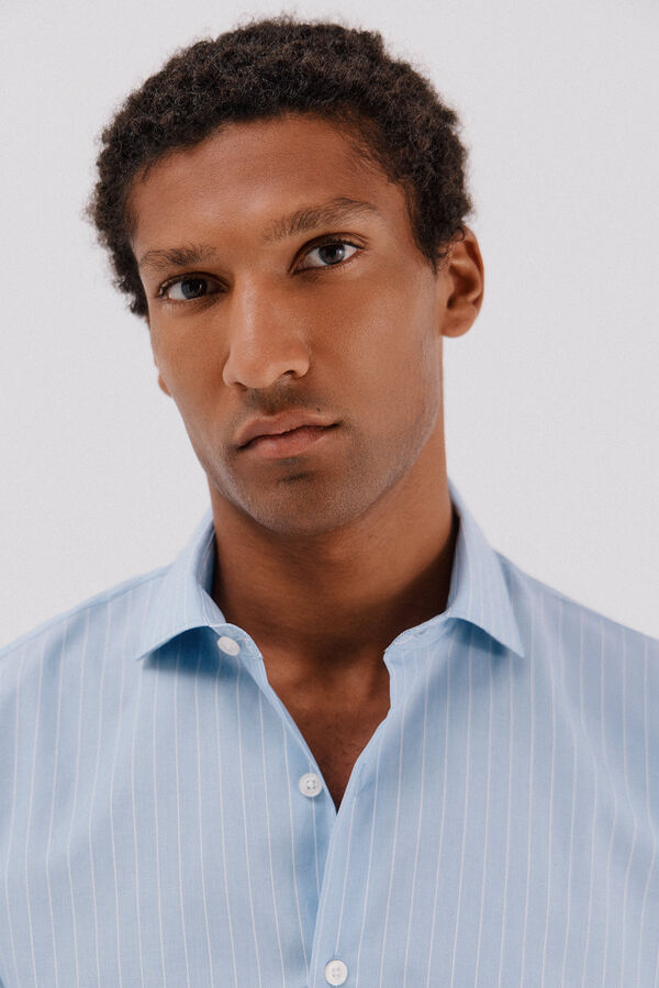 Cortefiel Camisa de vestir de rayas f&aacute;cil plancha Azul