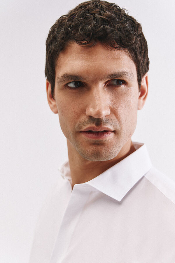 Cortefiel Camisa vestir otom&aacute;n slim fit f&aacute;cil plancha Blanco
