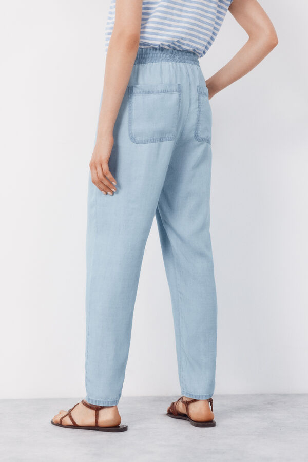 Cortefiel Pantalones fluidos de tencel Azul oscuro