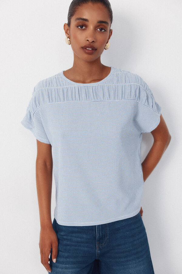 Cortefiel Playera con canes&uacute; fruncido Azul