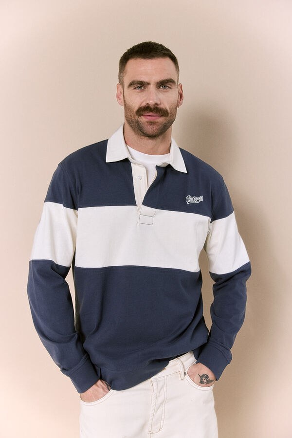 OOTO Polo rugby manga larga Azul