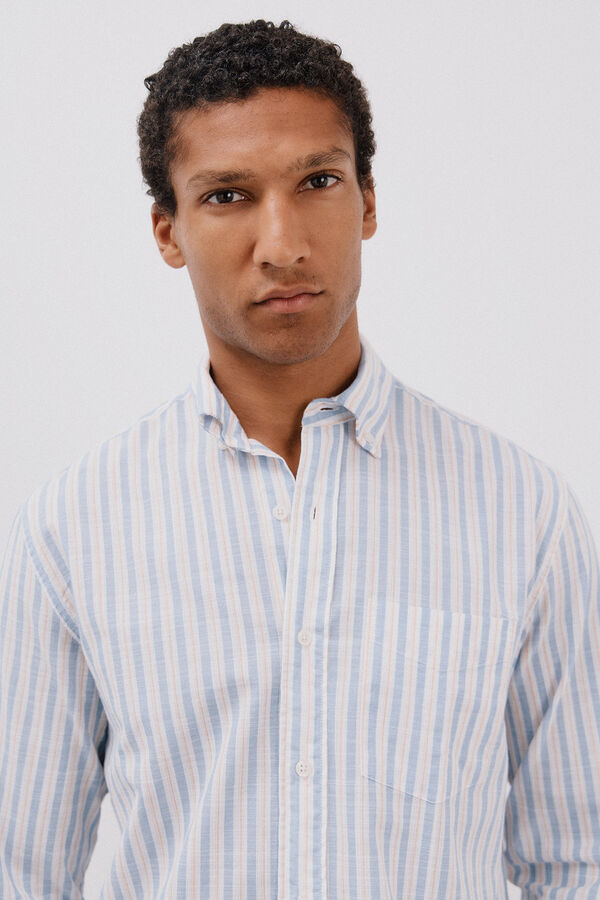 Cortefiel Camisa rayas flam&eacute; Azul