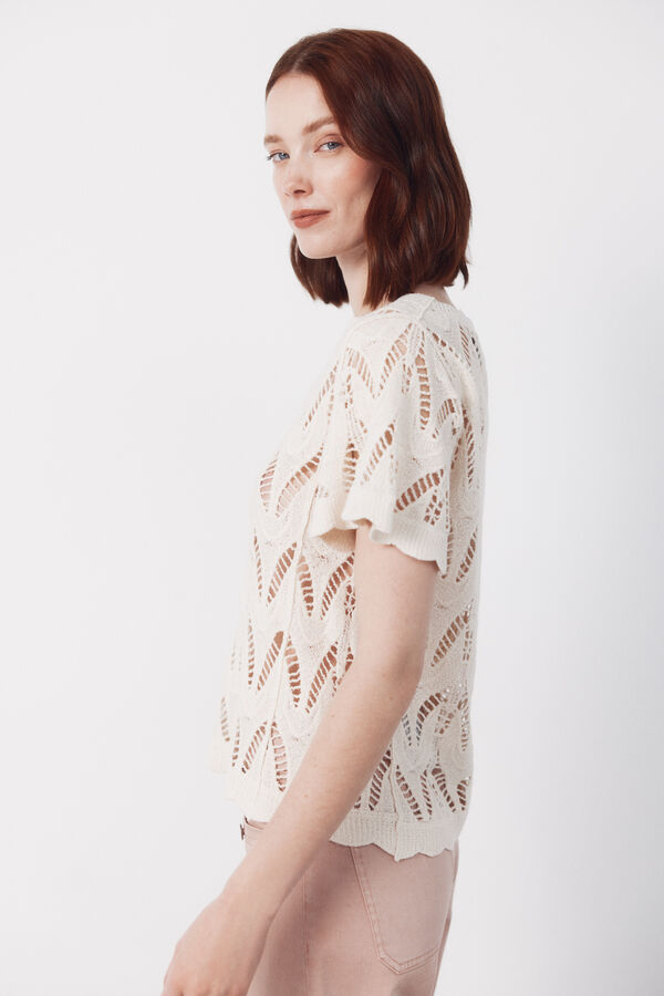Cortefiel Top de crochet Blanco
