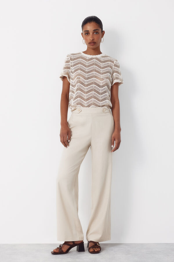 Cortefiel Top de crochet zigzag Marfil