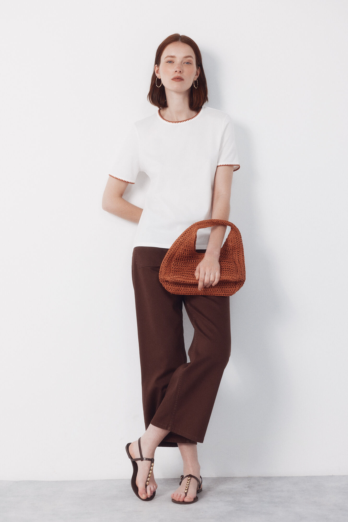 Cortefiel Playera bordada con ribete