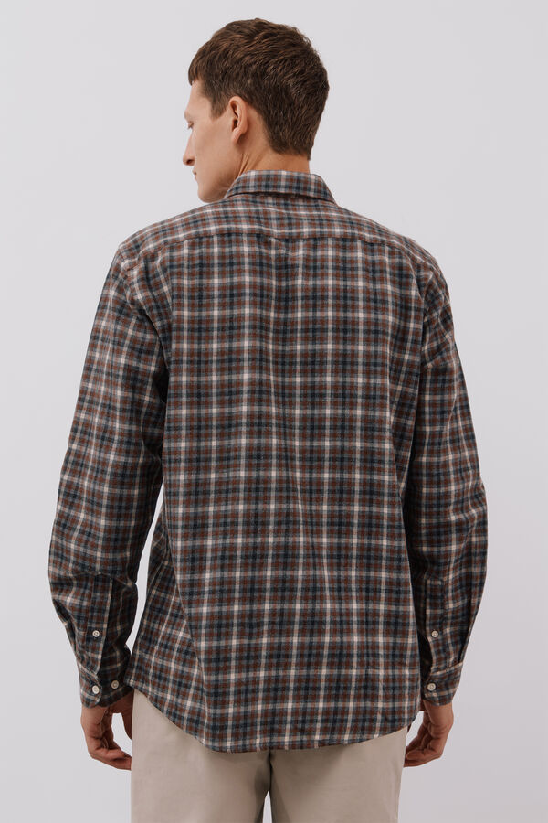 Cortefiel Camisa de cuadros Tencel Gris