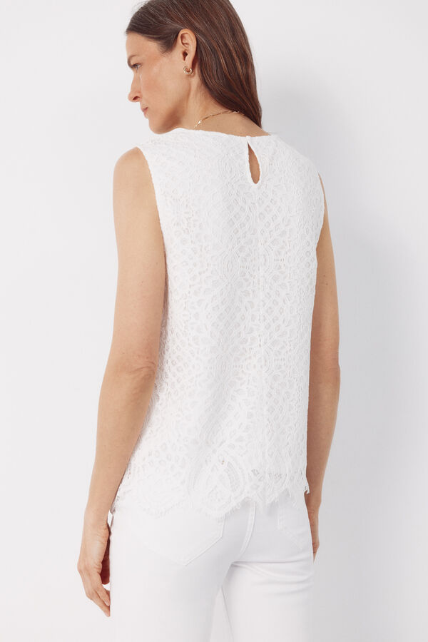Cortefiel Top de guipur Blanco