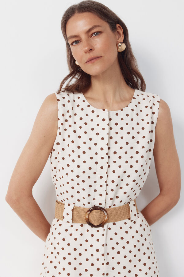 Cortefiel Vestido con vuelo Estampado blanco