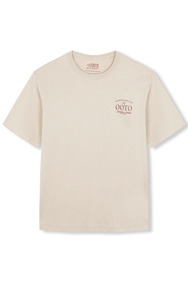 OOTO Camiseta gr&aacute;fica lavada Beige