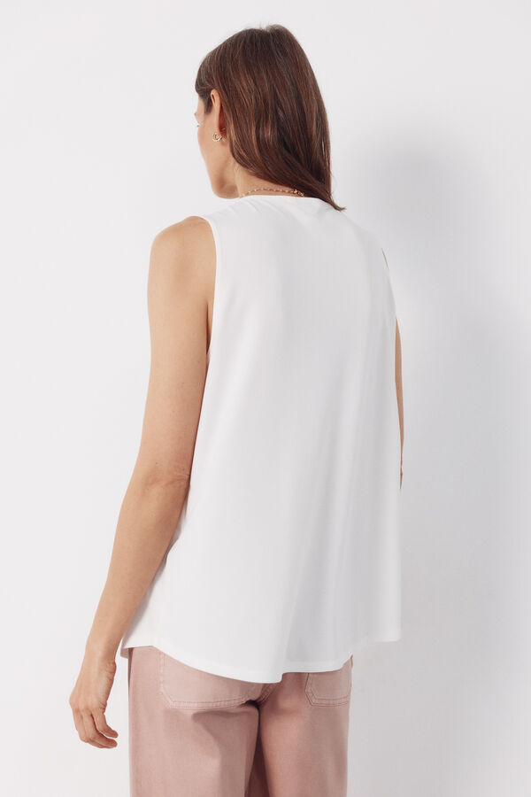 Cortefiel Top largo con pliegues Blanco
