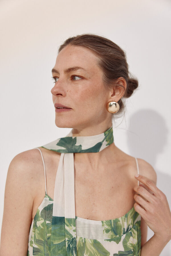 Cortefiel Vestido largo estampado posicional Estampado blanco