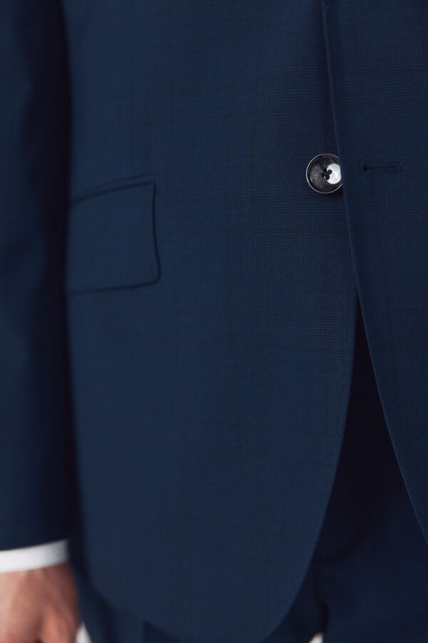 Cortefiel Americana traje dynamic cuadro azul Azul oscuro