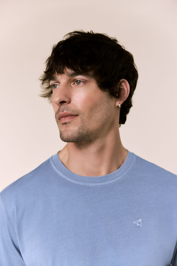 OOTO Camiseta b&aacute;sica lavada Azul