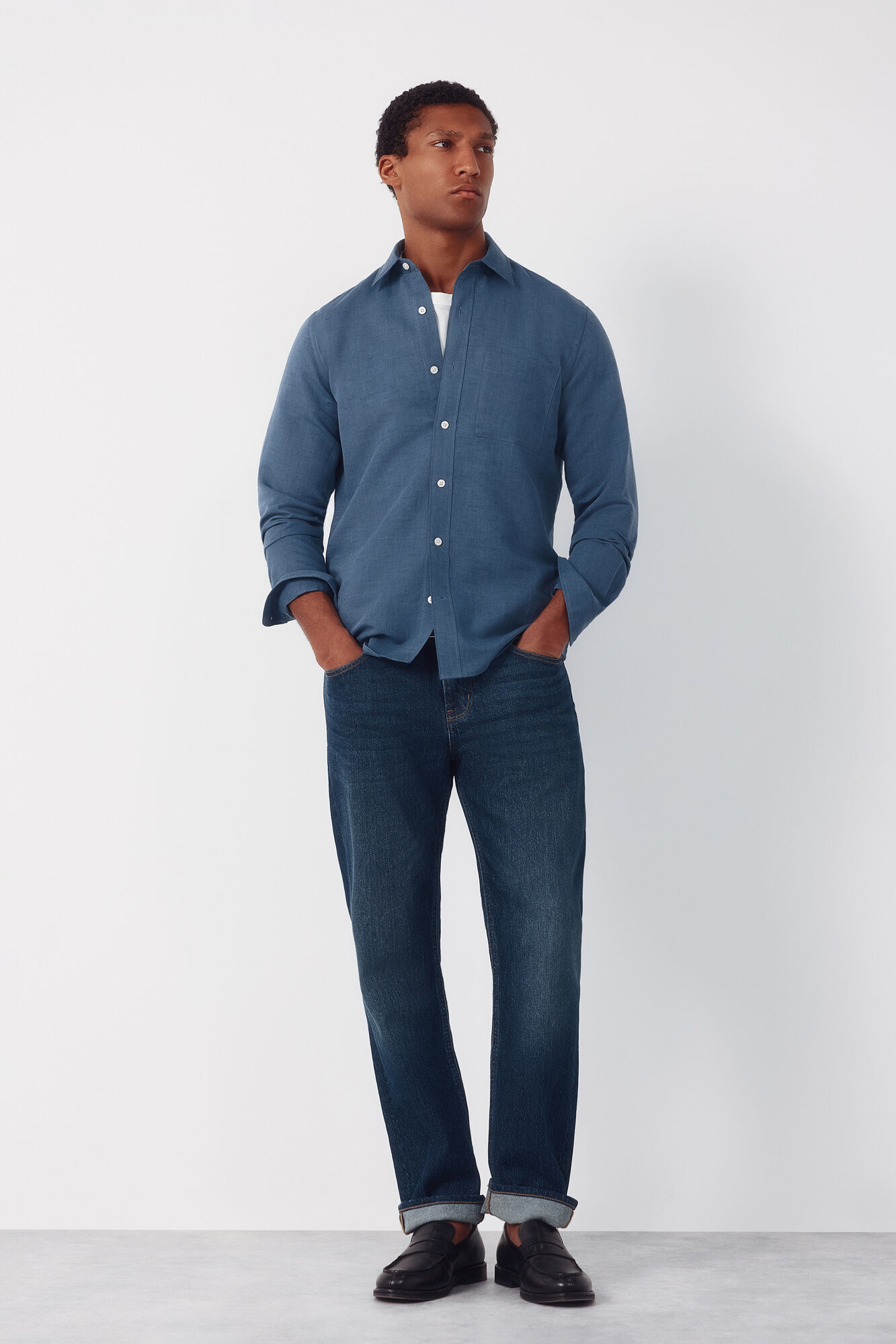 Cortefiel Camisa lino algod&oacute;n liso