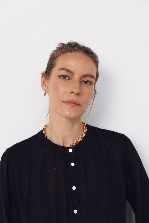 Cortefiel Blusa de cuello redondo Negro