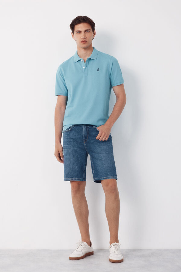 Cortefiel Polo b&aacute;sico piqu&eacute; Turquesa