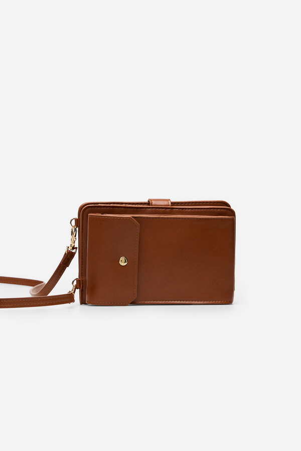 Cortefiel Portam&oacute;vil cartera liso Marr&oacute;n