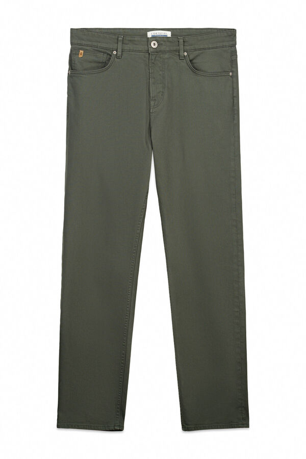 Cortefiel Pantal&oacute;n 5 bolsillos color regular fit Kaki