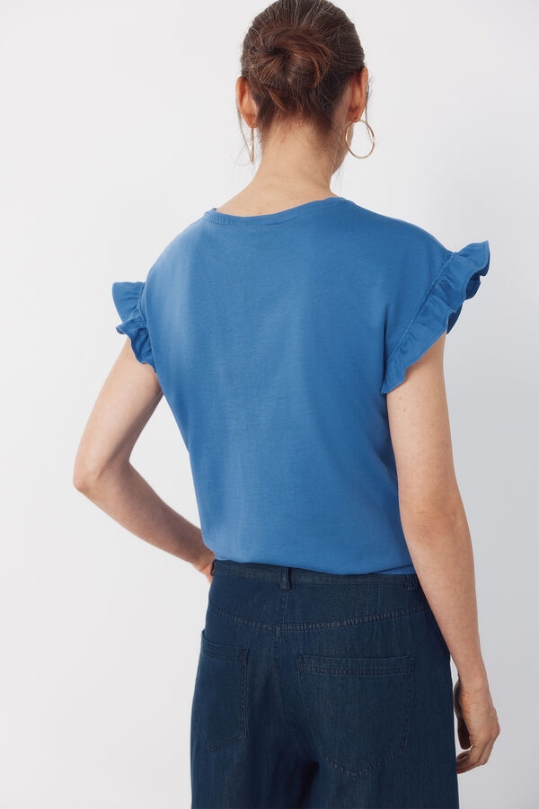 Cortefiel Playera b&aacute;sica con volante Azul