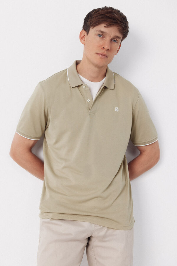 Cortefiel Polo COOLMAX&reg; cuello jacquard Beige