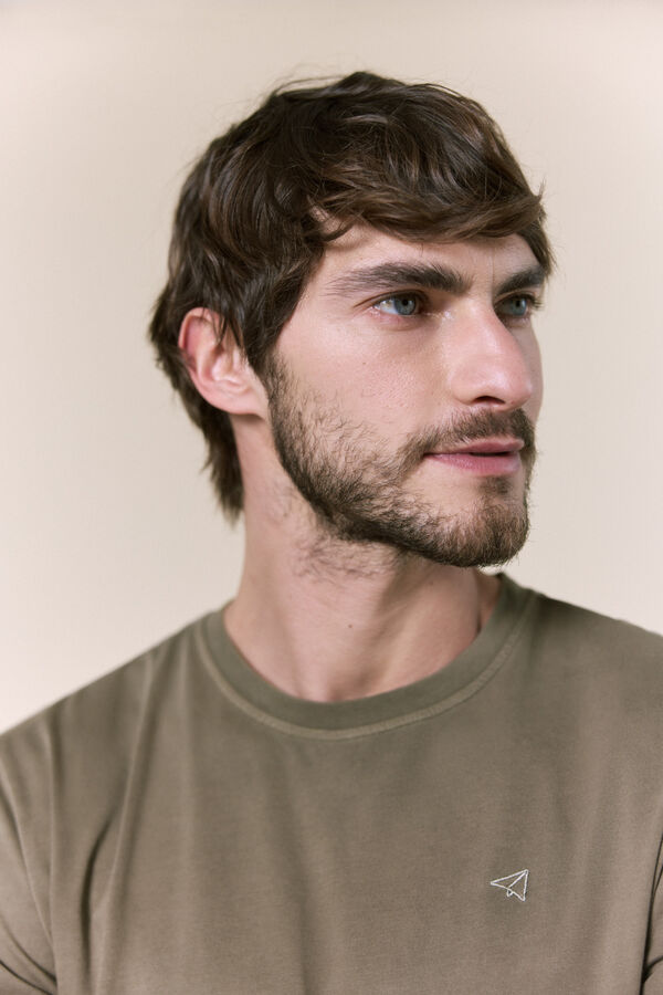 OOTO Camiseta b&aacute;sica lavada Kaki