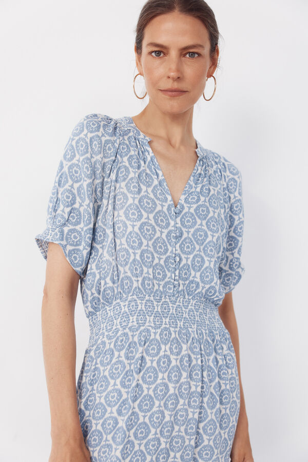 Cortefiel Vestido de manga corta Estampado azul