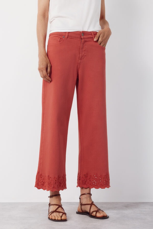 Cortefiel Jeans bajo bordado Coral