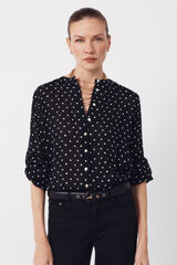 Cortefiel Blusa de cuello redondo Estampado gris