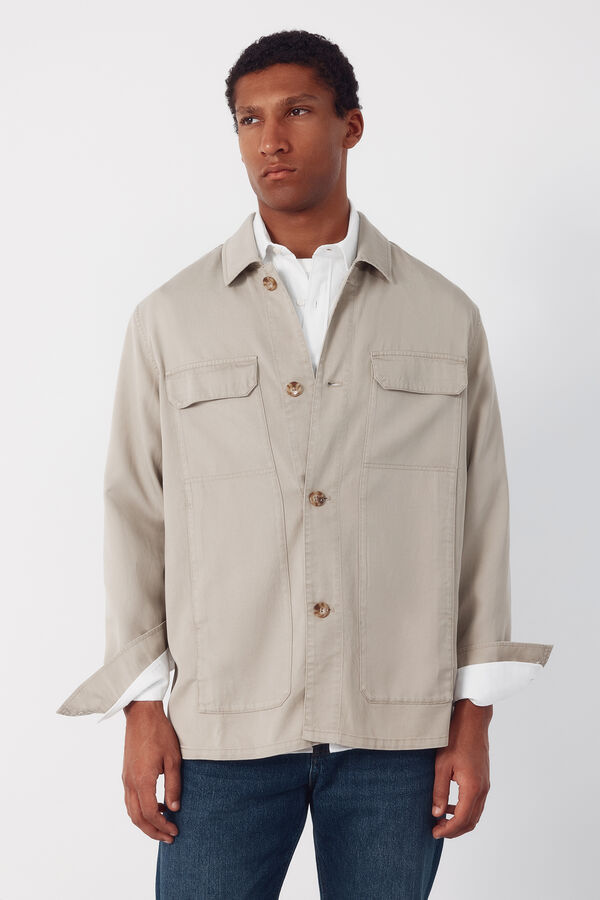 Cortefiel Sobrecamisa lisaTencel Beige