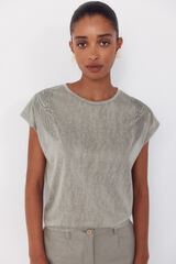 Cortefiel Playera efecto lino con parches Kaki