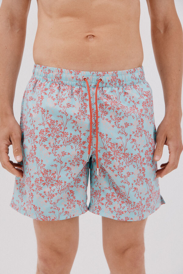 Cortefiel Ba&ntilde;ador estampado hojas Azul