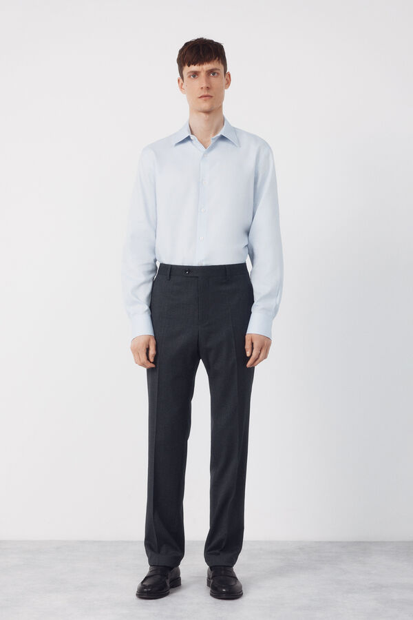 Cortefiel Camisa vestir estructura algod&oacute;n tencel Azul