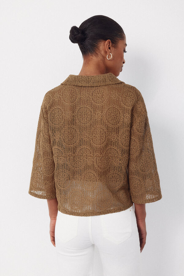 Cortefiel Polo r&uacute;stico bordado Kaki