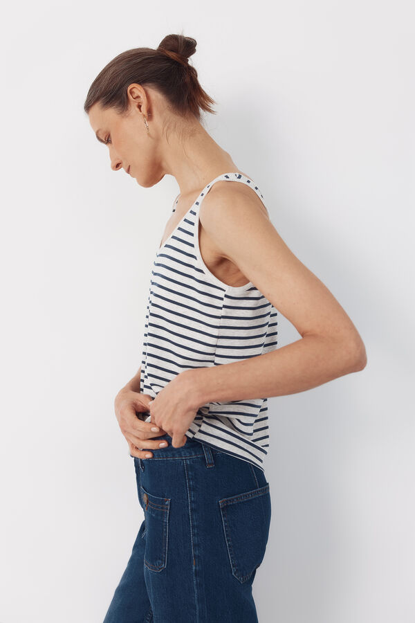 Cortefiel Top de rayas con tirantes Estampado azul