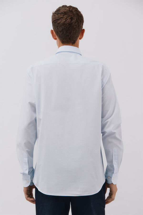 Cortefiel Camisa de microcuadros de algod&oacute;n Azul