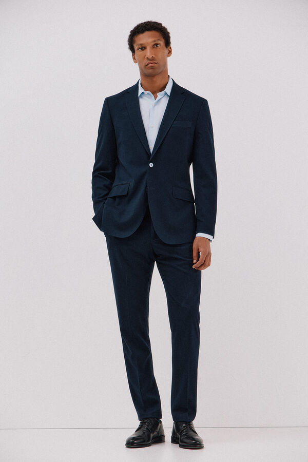 Cortefiel Camisa de vestir de pata de gallo de algod&oacute;n tencel Azul