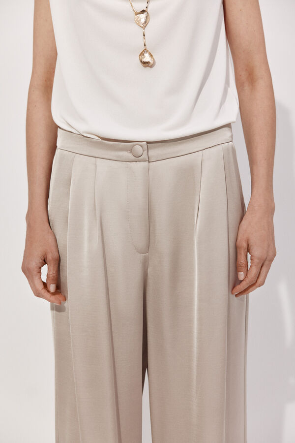 Cortefiel Pantal&oacute;n palazzo con pinzas Beige