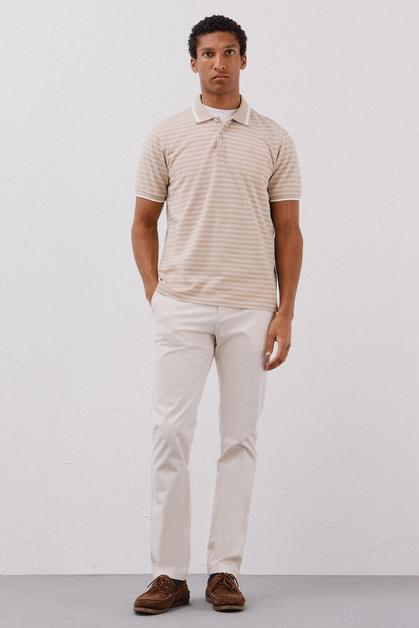 Cortefiel Polo rayas oxford Beige