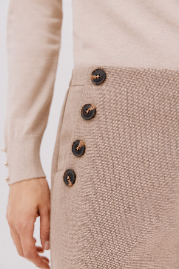 Cortefiel Pantal&oacute;n crop ancho para mujer Beige