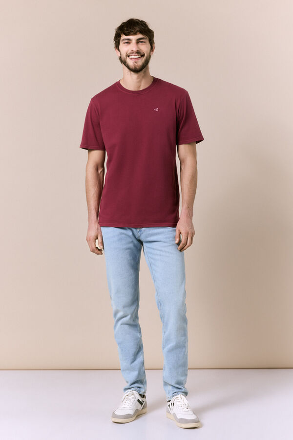 OOTO Camiseta b&aacute;sica lavada Granate