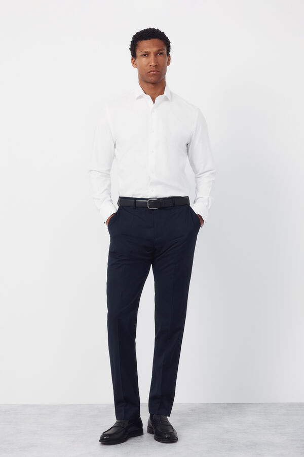 Cortefiel Camisa pu&ntilde;o gemelo slim fit f&aacute;cil plancha Blanco