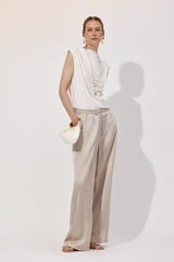 Cortefiel Pantal&oacute;n palazzo con pinzas Beige